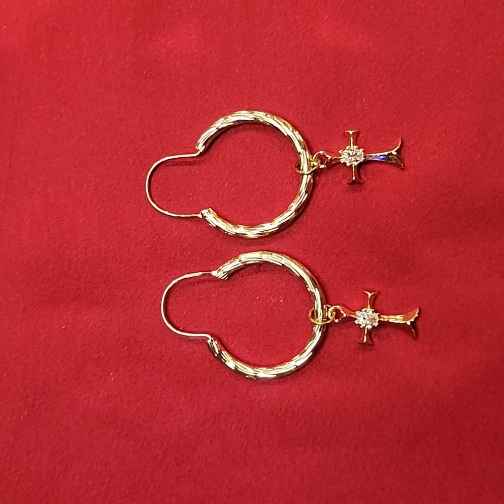 Frasier Sterling Frasier Sterling 14k Plated Bellini Hoops with Cross New